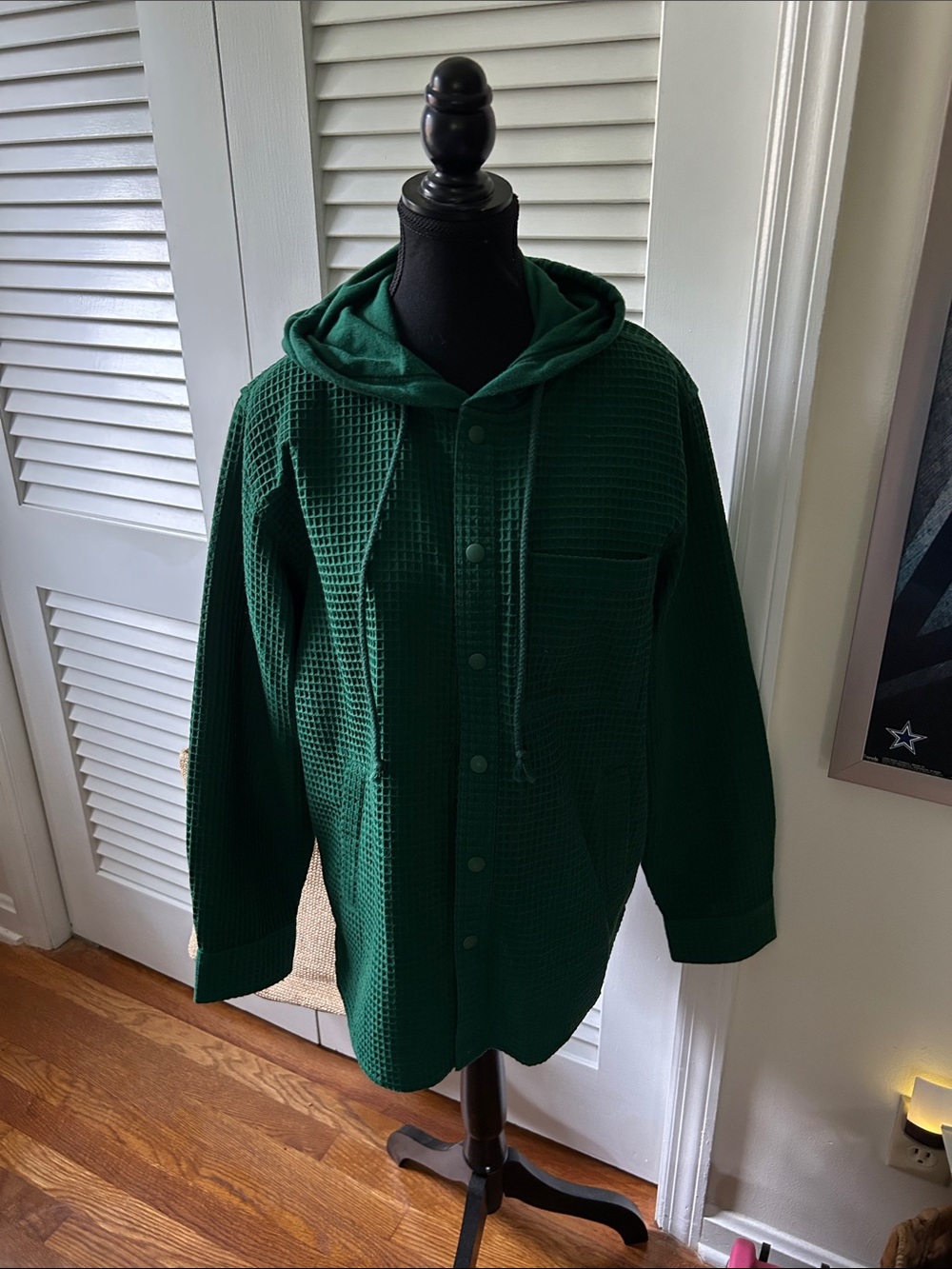 Original Use Emerald Green Waffle-Knit Hooded Top